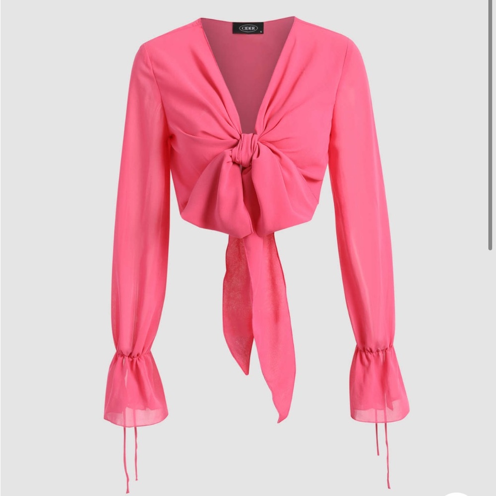 Cider hot pink tie front blouse